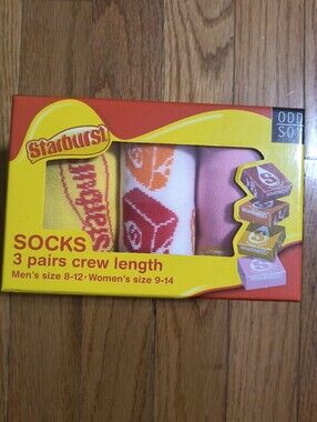 NIB Odd Sox Starburst gift pack of 3 pairs of socks, men 8-12, Wmn 9-14
